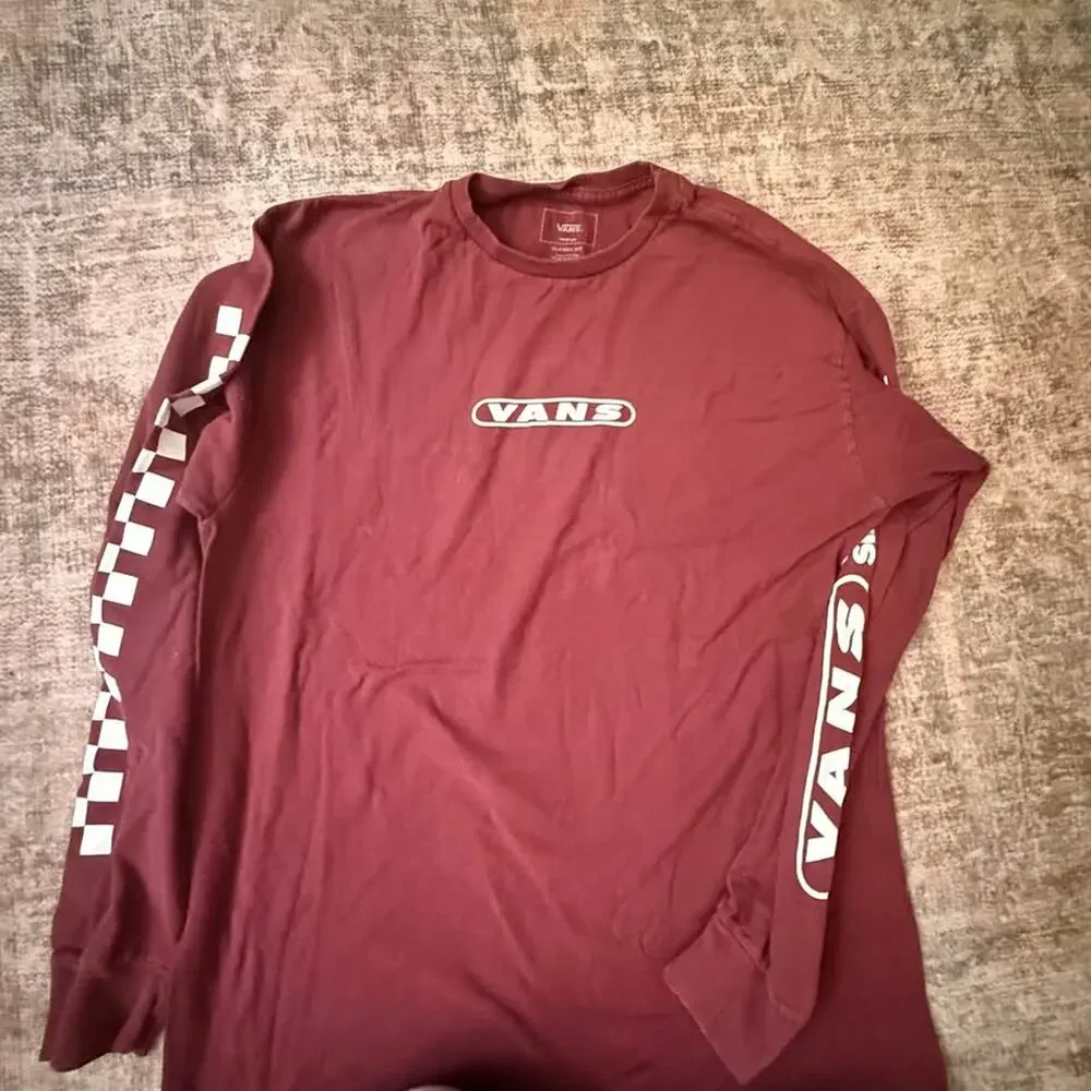 Men Medium Lot of 3 Vans Tops (Maroon Hoodie, Long Sleeve & Short Sleeve Tees)